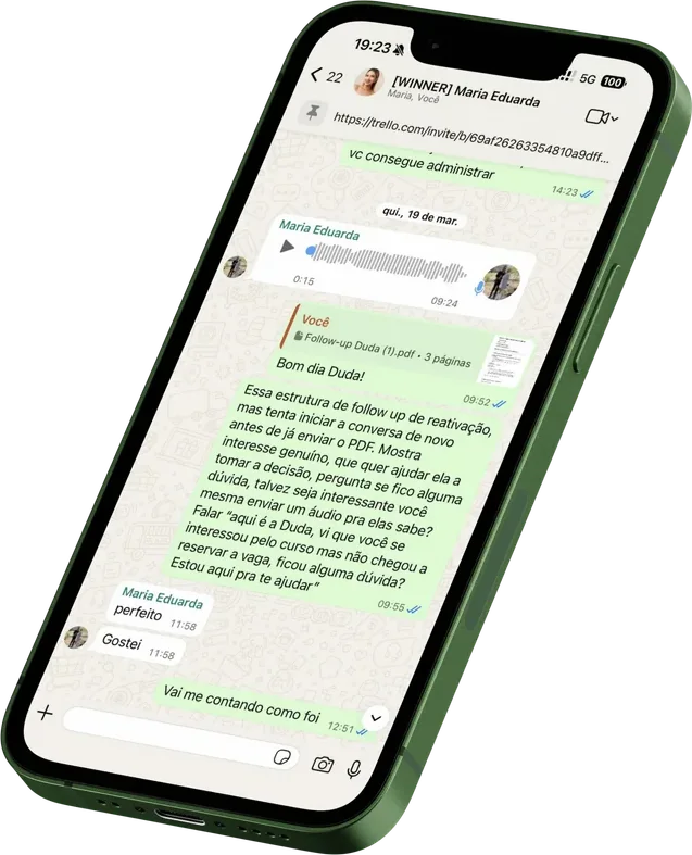 Grupo exclusivo da mentoria no WhatsApp