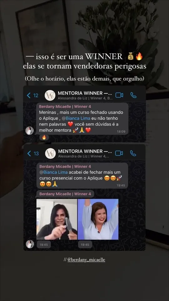Story: alunas fechando cursos presenciais com o método